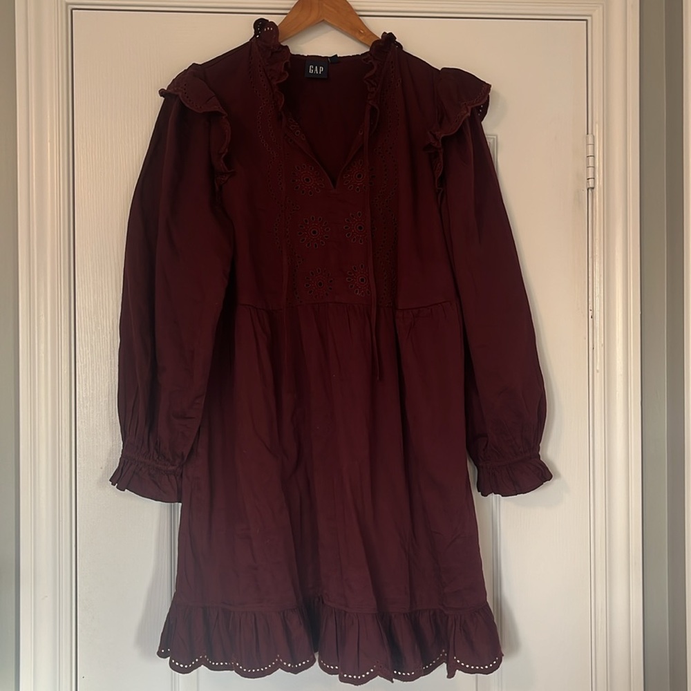 GAP Maroon Eyelet Ruffle Dress - Picture 2 of 7